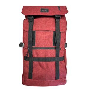 Dxyizu Red Roll-Top With USB Charging Port & Multiple Compartments Backpack Sz L